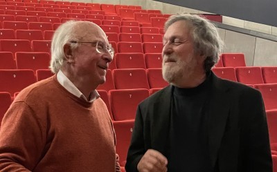 2023-5.12. Premiere OUT OF EXILE mit Regisseur Peter Stein (re) und Ernst Hirsch